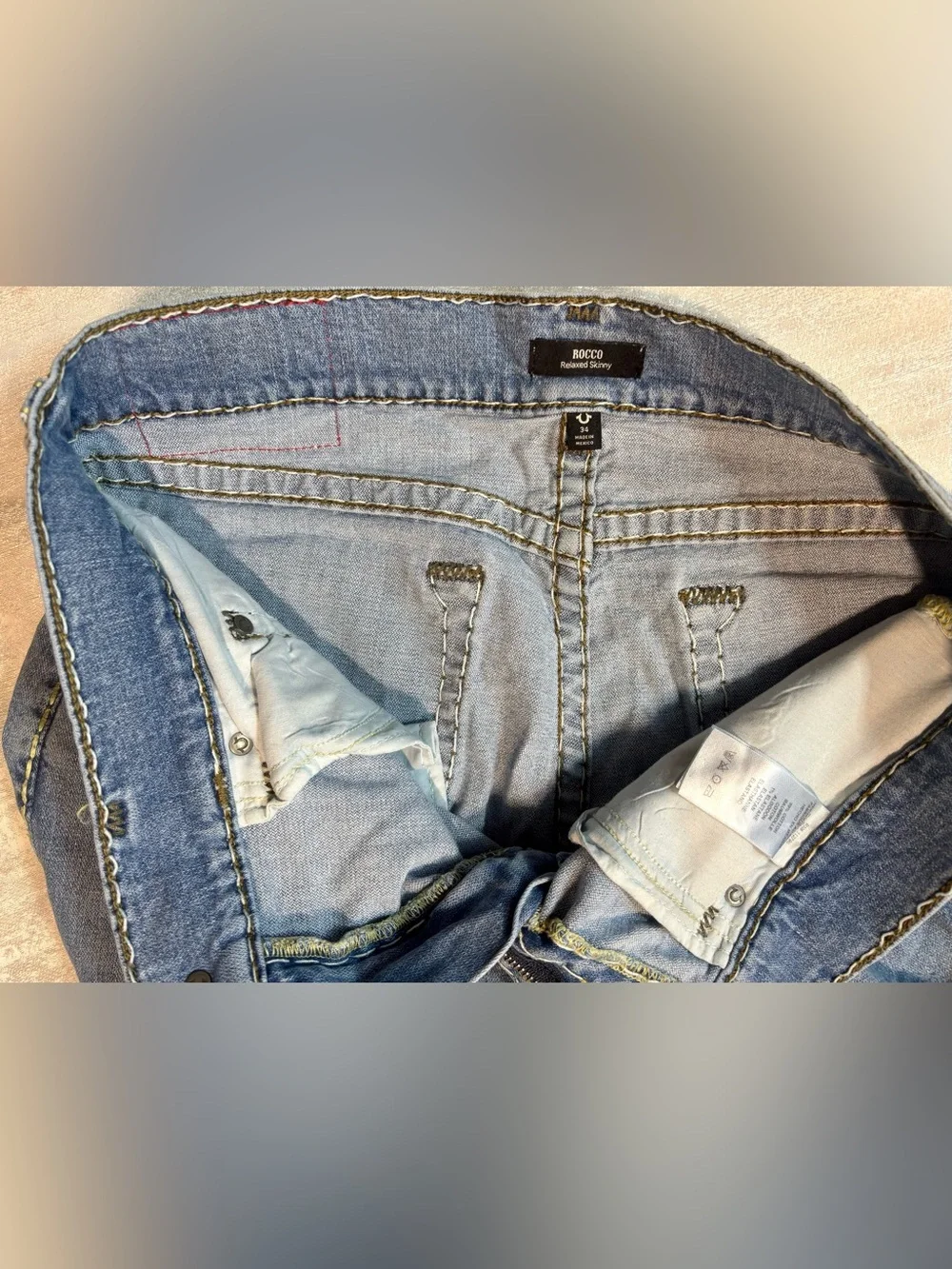 True Religion Men's Light Blue Slim Straight Jeans